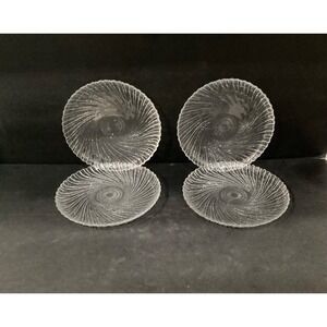 Set Of 4 Arcoroc Seabreeze Salad Dessert Plates Clear Glass Swirl France 7.5"